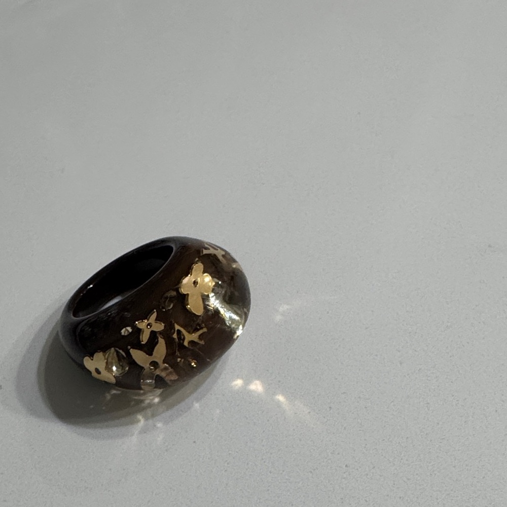 Louis Vuitton Black and Gold Floral Bangle